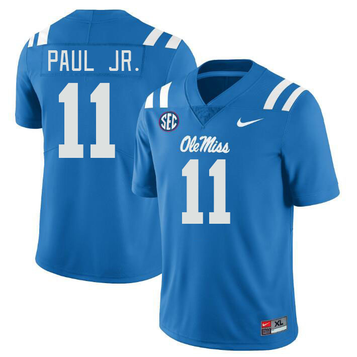 Men #11 Chris Paul Jr. Ole Miss Rebels College Football Jerseys Stitched-Power Blue